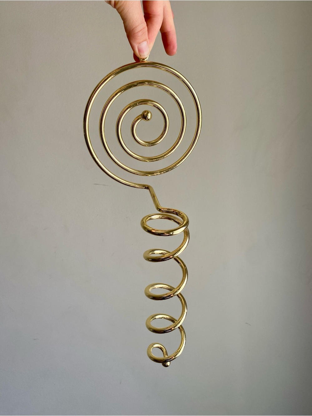 Golden Metal Spiral Wall Hanging, Brass Candelabra Candle Holder